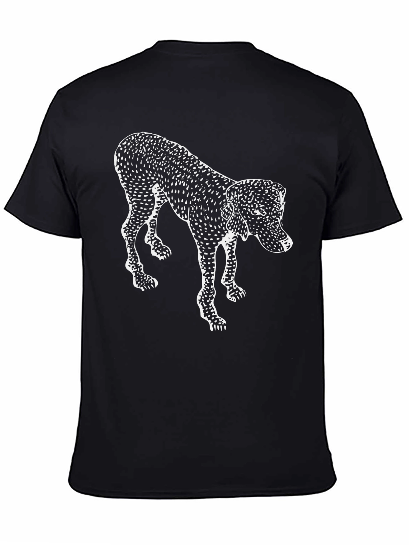 Abstract Dog Print Black T-Shirt