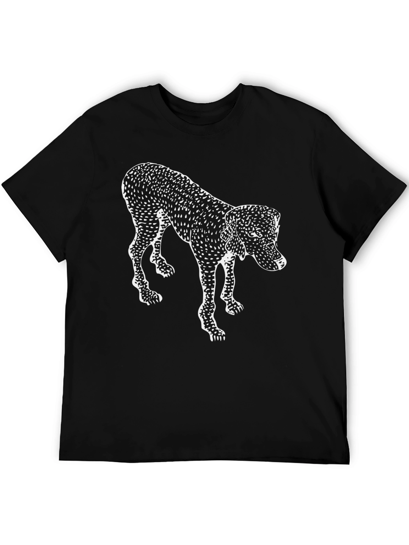Abstract Dog Print Black T-Shirt