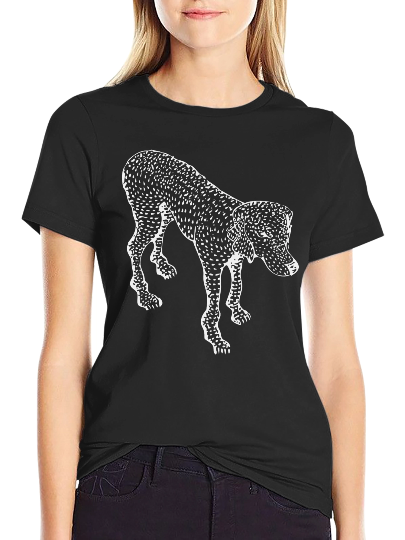 Abstract Dog Print Black T-Shirt