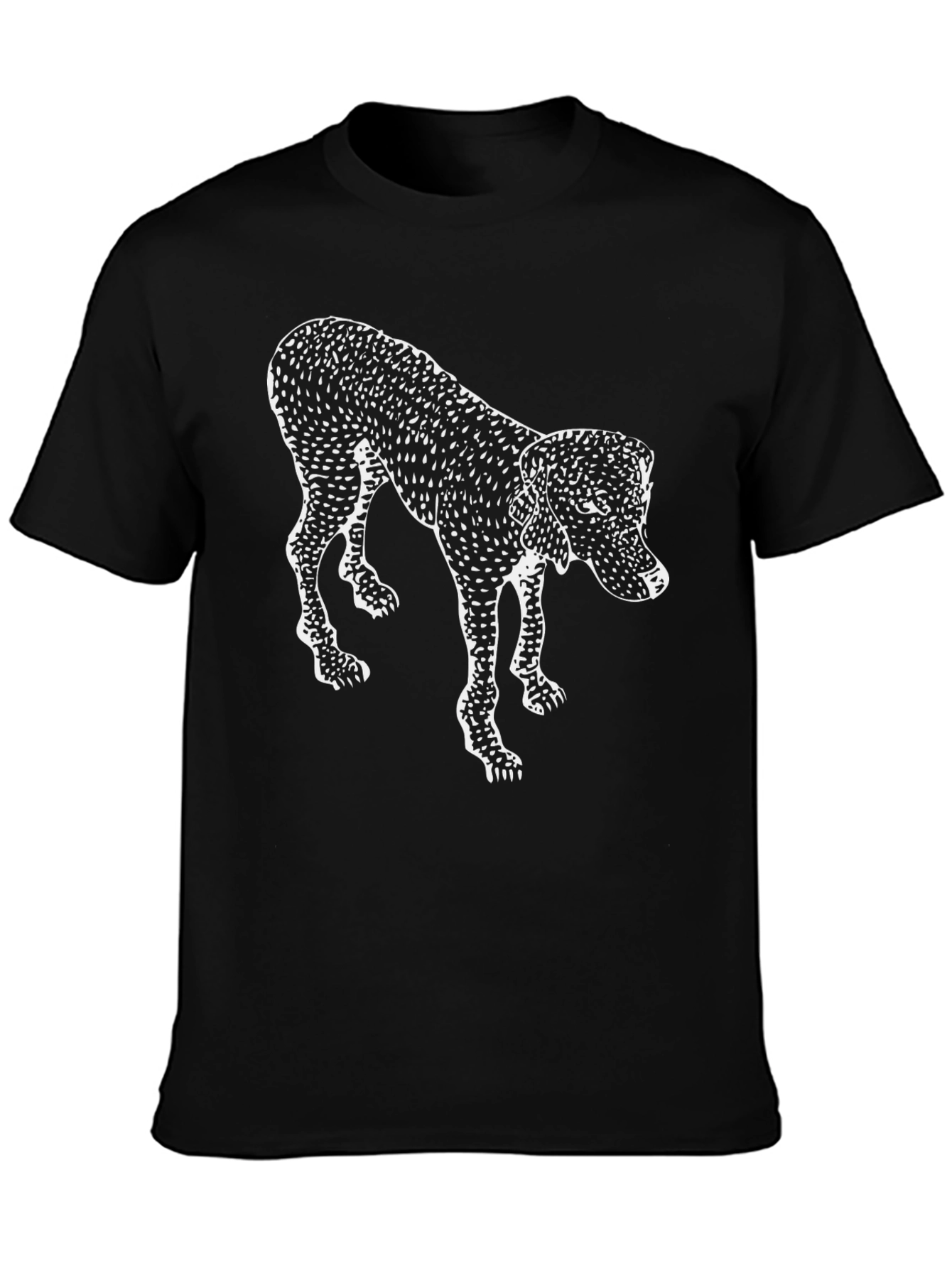 Abstract Dog Print Black T-Shirt