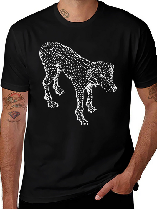 Abstract Dog Print Black T-Shirt