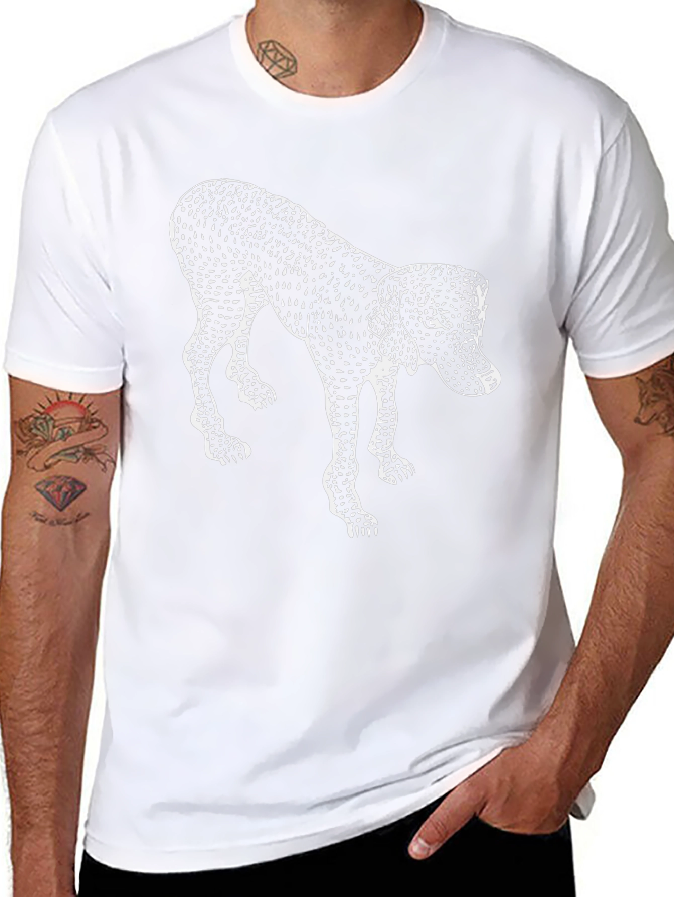 Abstract Dog Print Black T-Shirt
