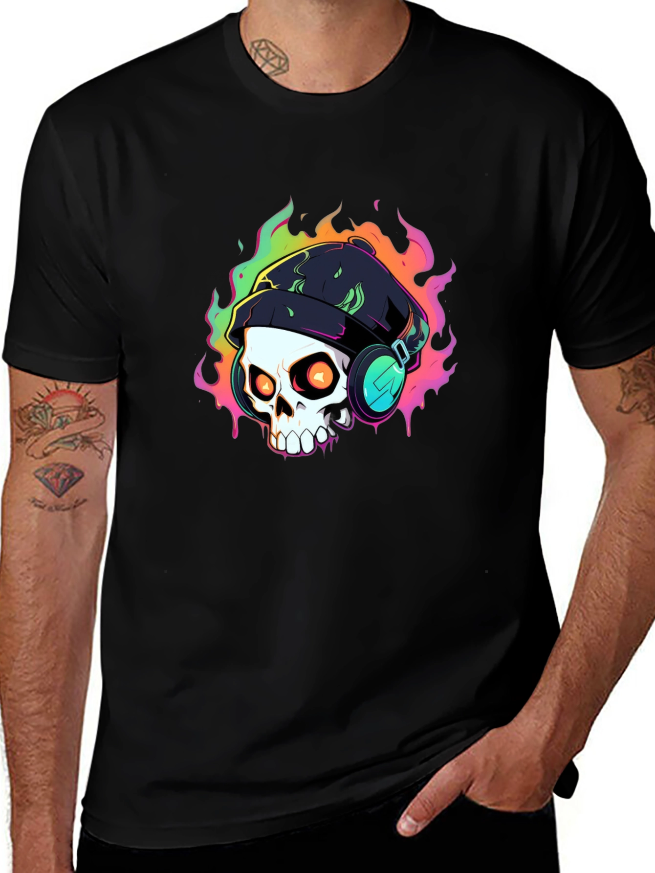 Skull Headphones Graphic T-Shirt
