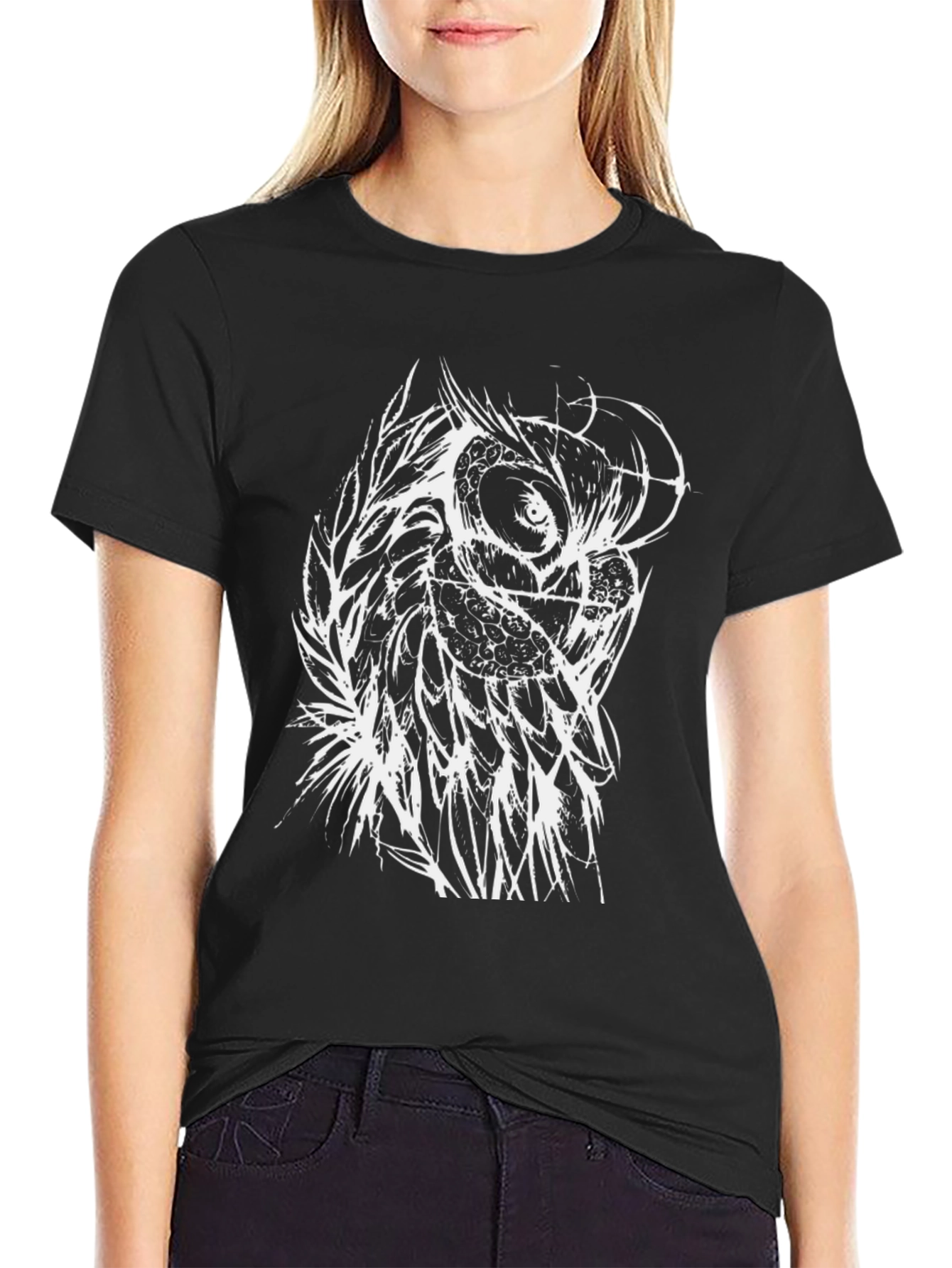 Owl Graphic Black T-Shirt - Unique Design
