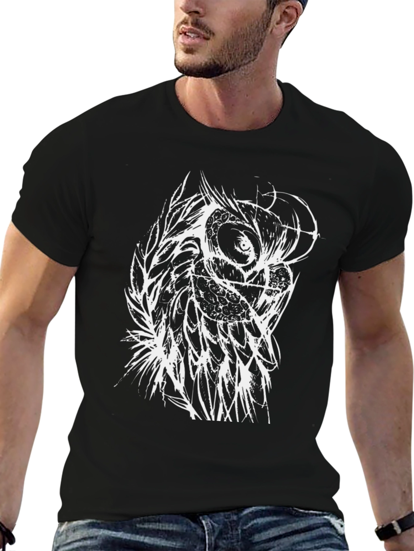 Owl Graphic Black T-Shirt - Unique Design