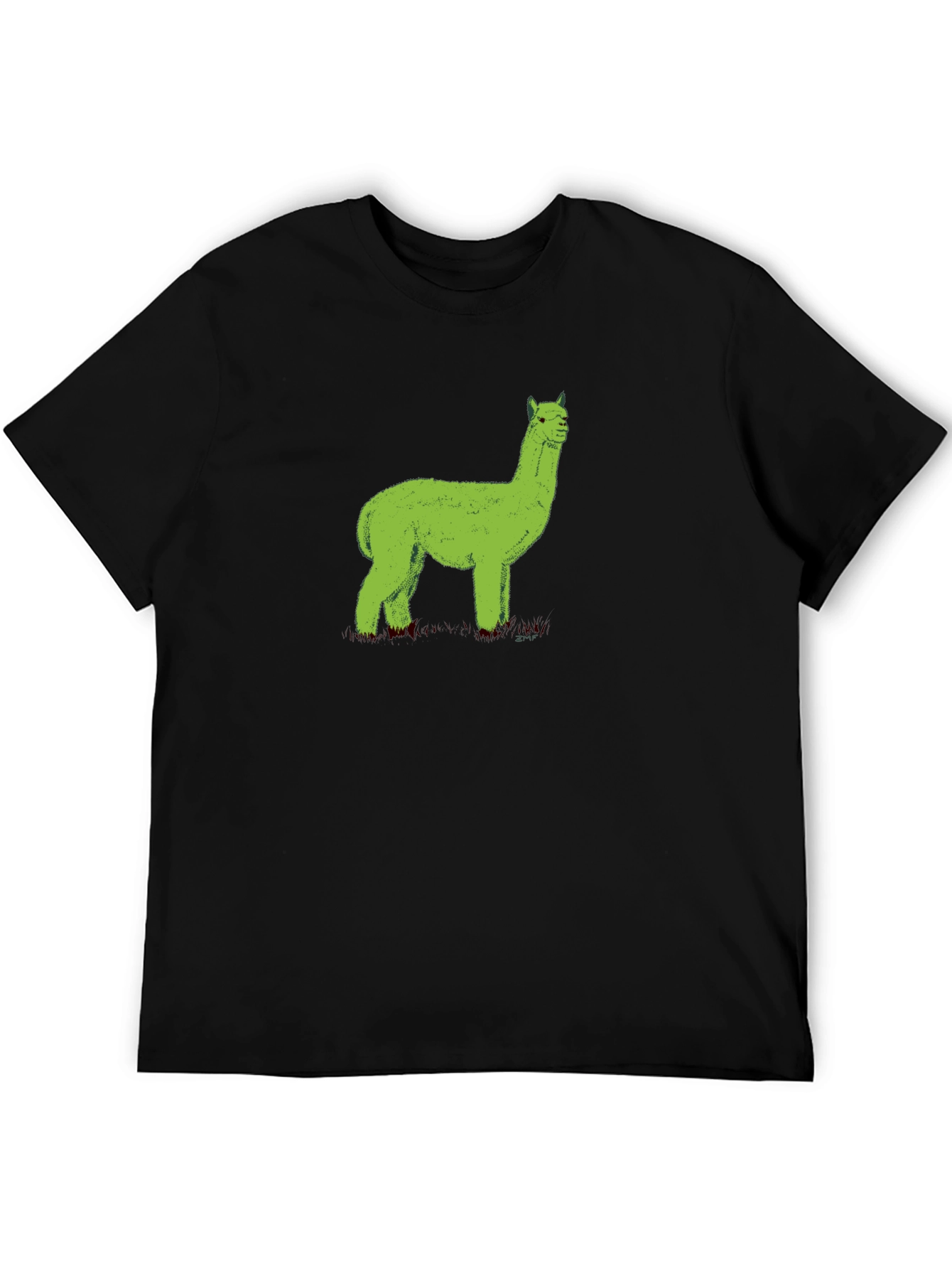 Green Alpaca Graphic Tee - Black Unisex Shirt