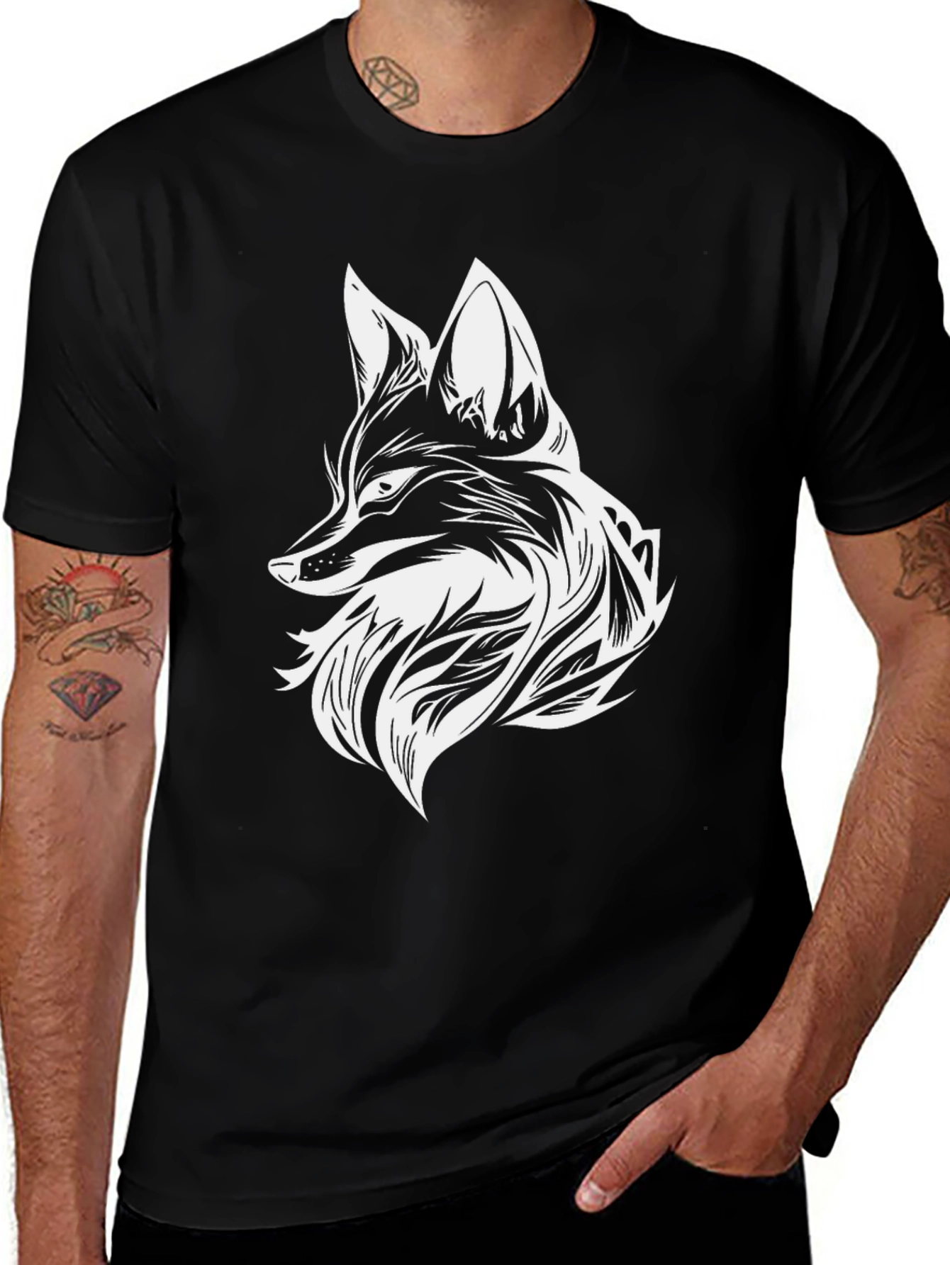 Fox Head Graphic Tee - Stylish Black T-Shirt
