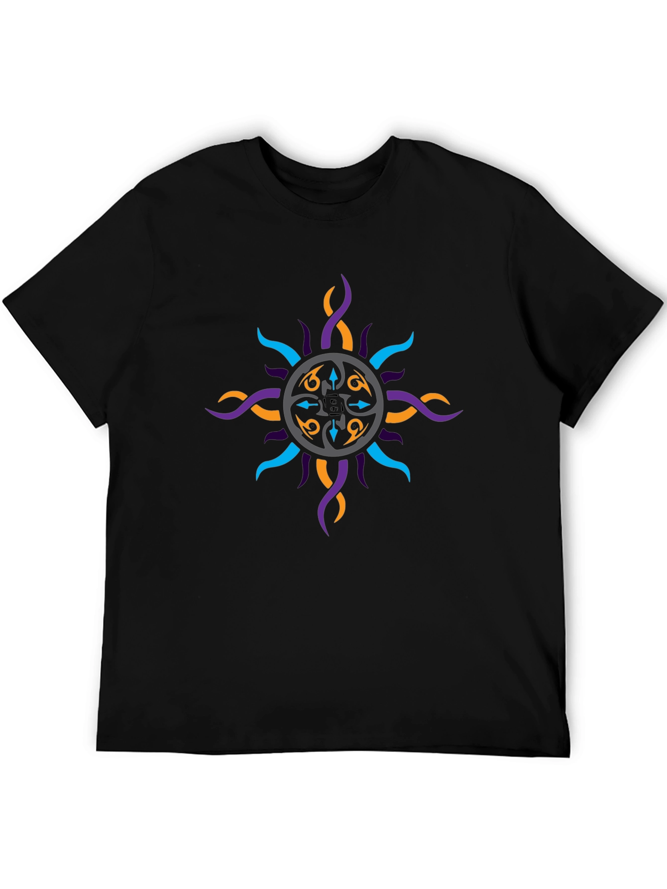 Graphic Print Mens Black T-Shirt