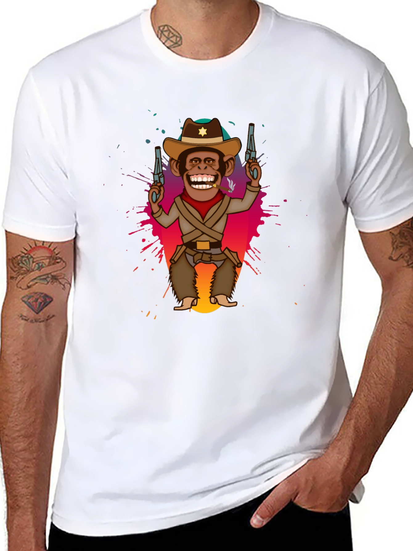 Cowboy Monkey Graphic T-Shirt