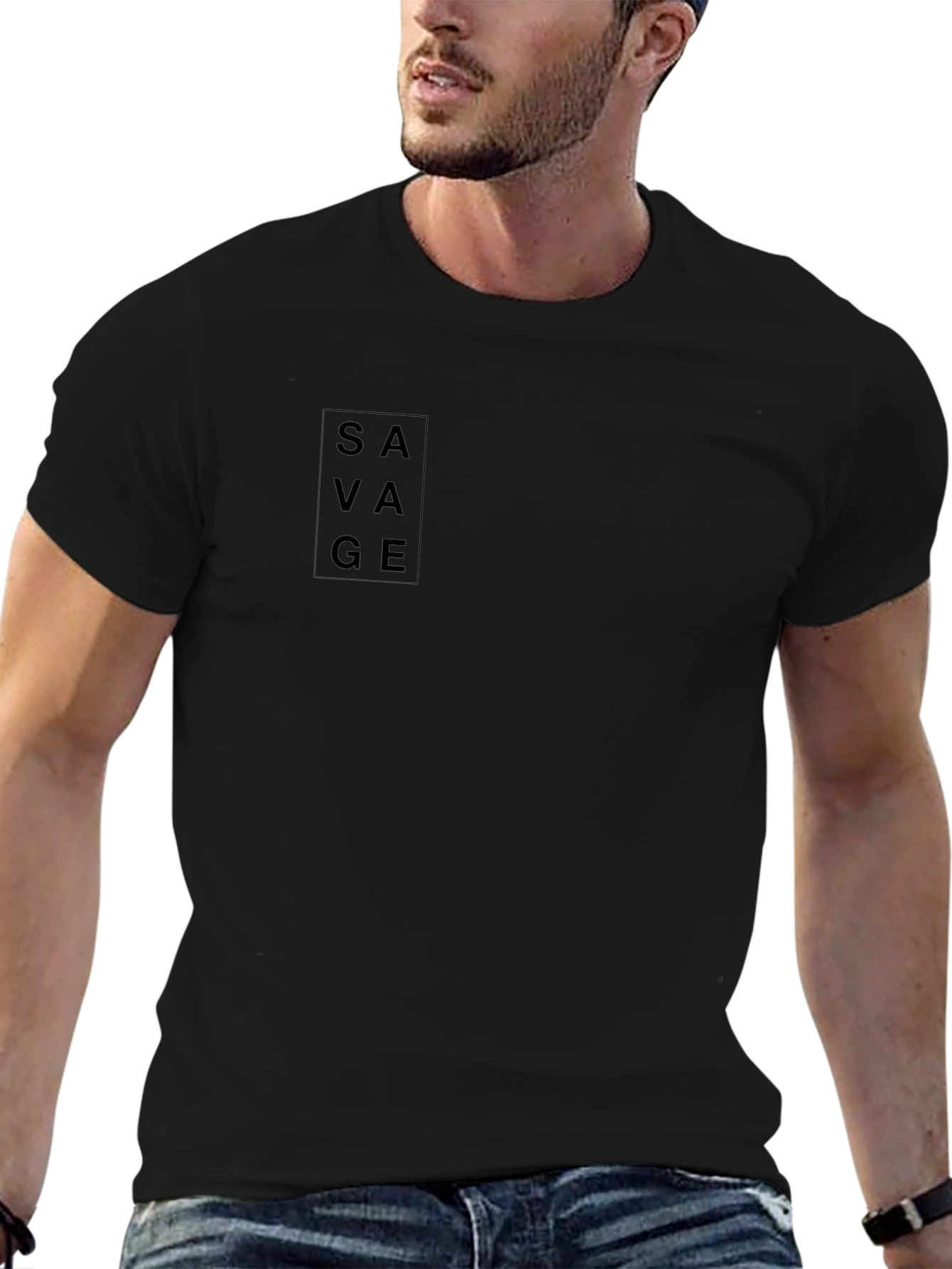 Mens Black SAVAGE Graphic Tee