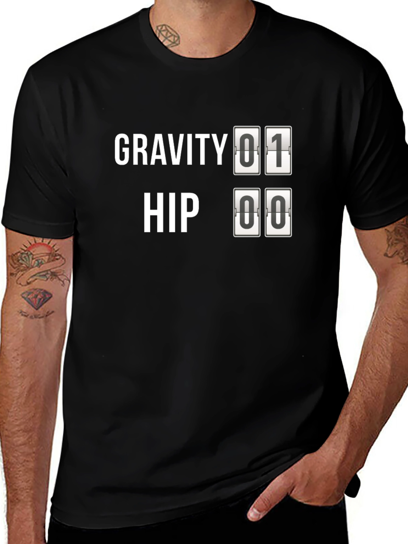 Gravity Hip T-Shirt - Mens Black Novelty Tee
