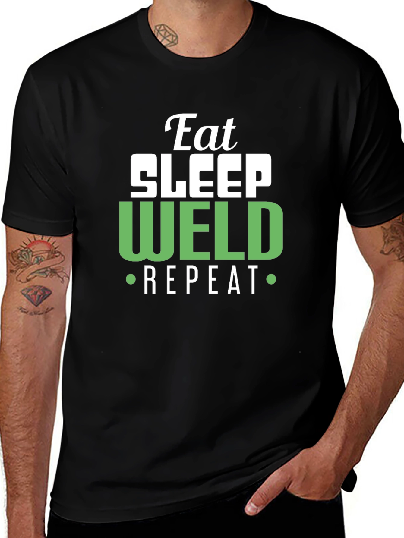 Eat Sleep Weld Repeat - Black T-Shirt