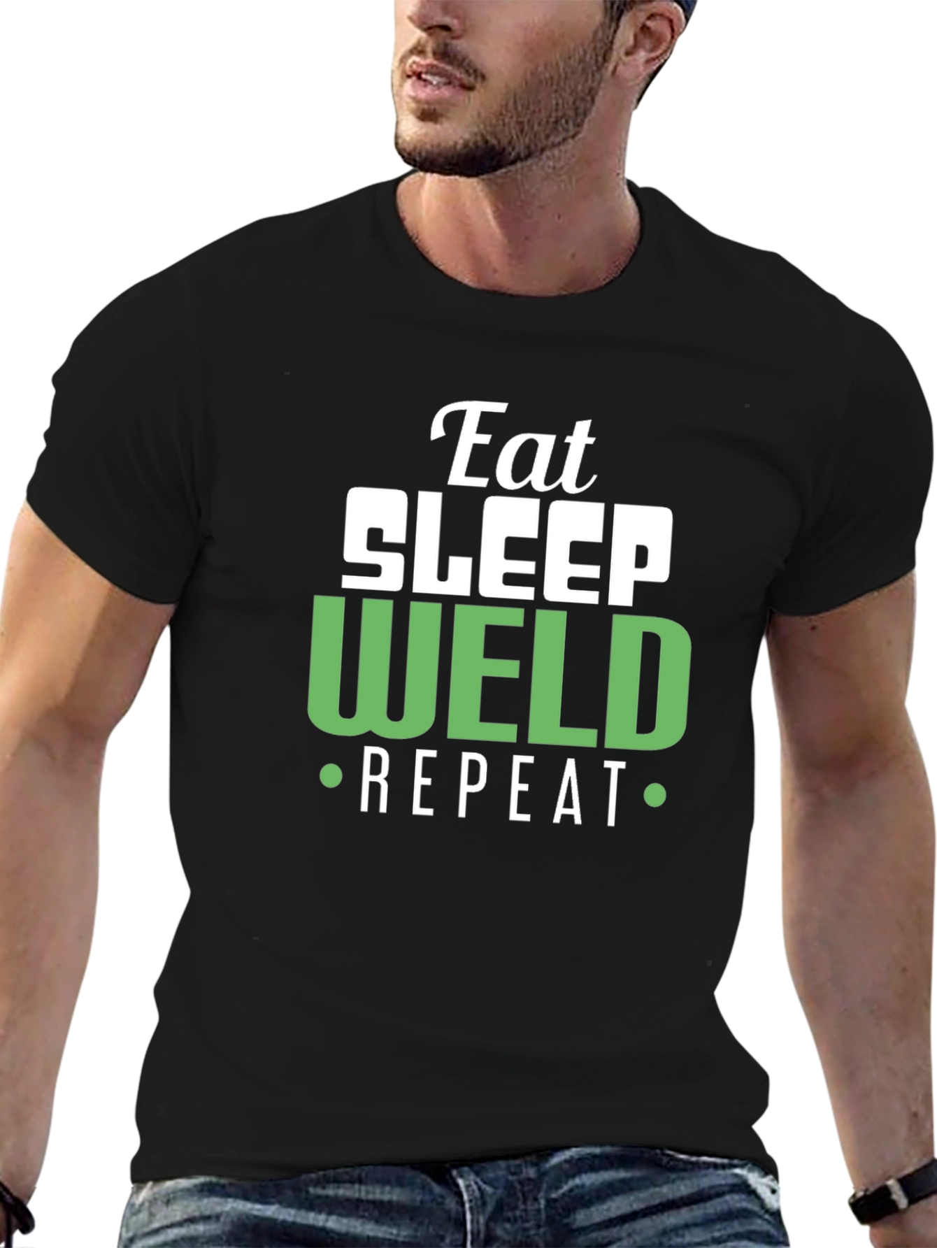 Eat Sleep Weld Repeat - Black T-Shirt