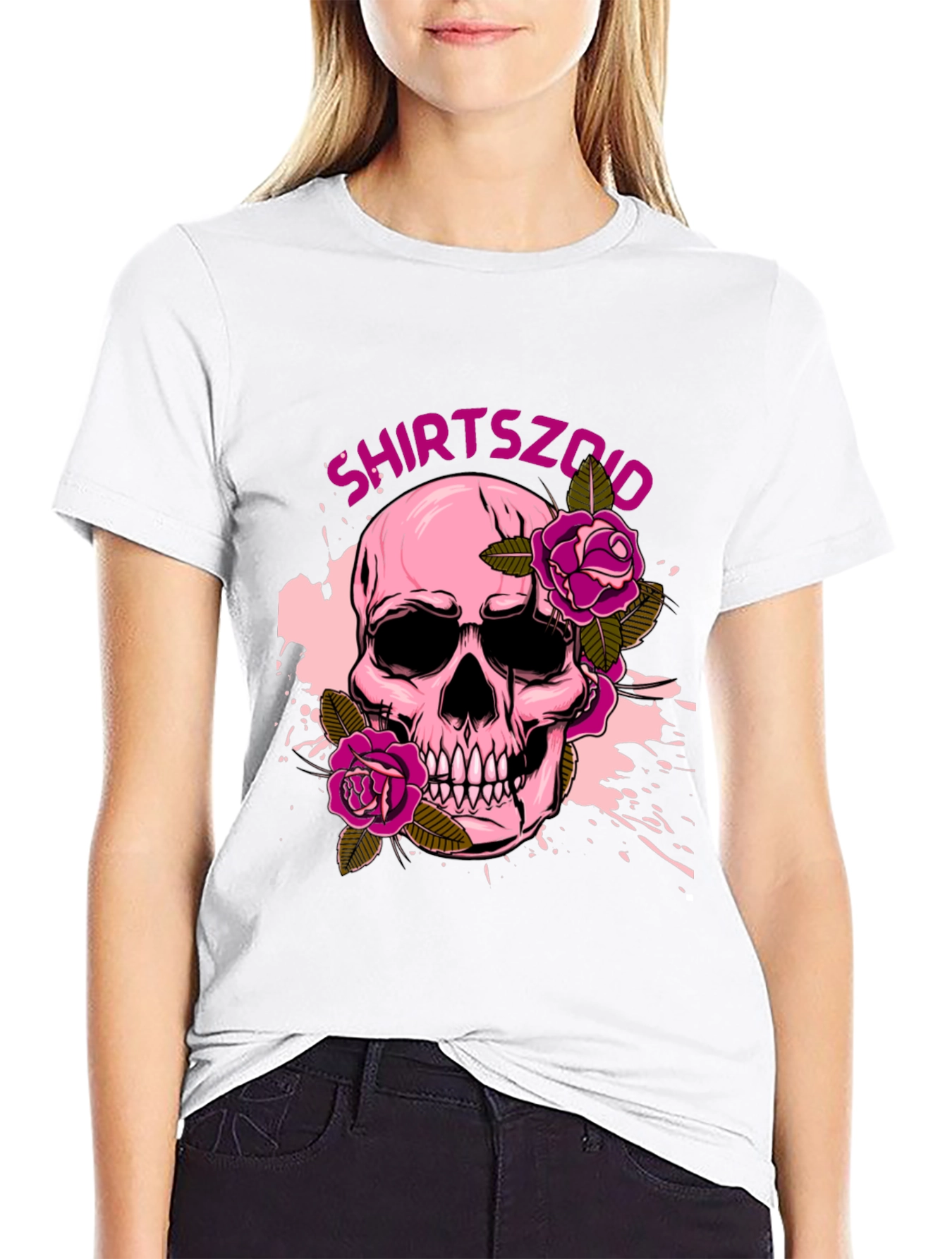 Skull and Roses Graphic Tee - Mens Black T-Shirt