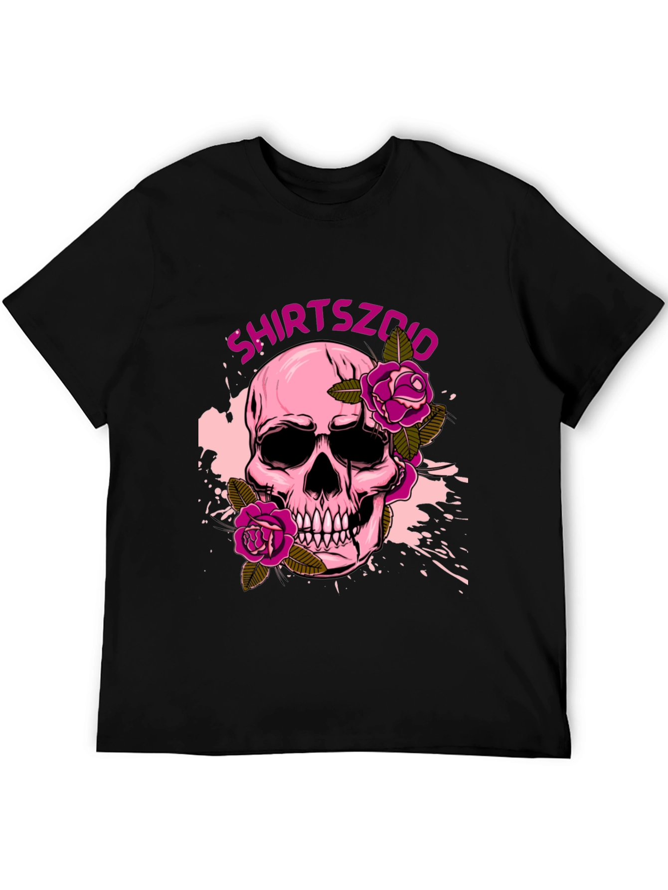 Skull and Roses Graphic Tee - Mens Black T-Shirt