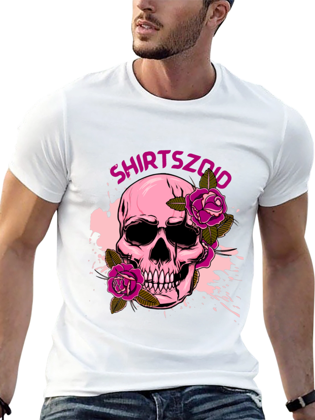 Skull and Roses Graphic Tee - Mens Black T-Shirt