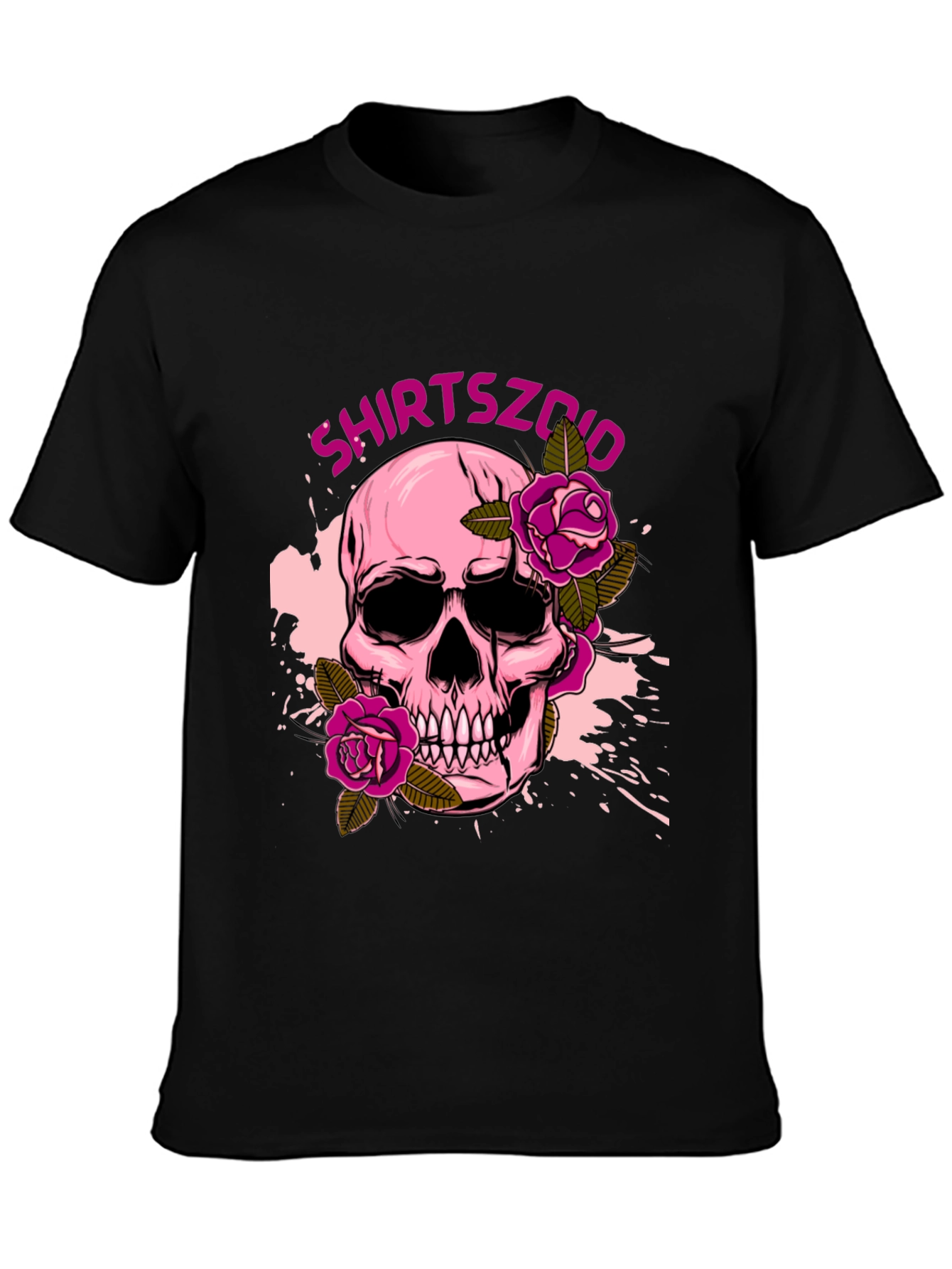 Skull and Roses Graphic Tee - Mens Black T-Shirt