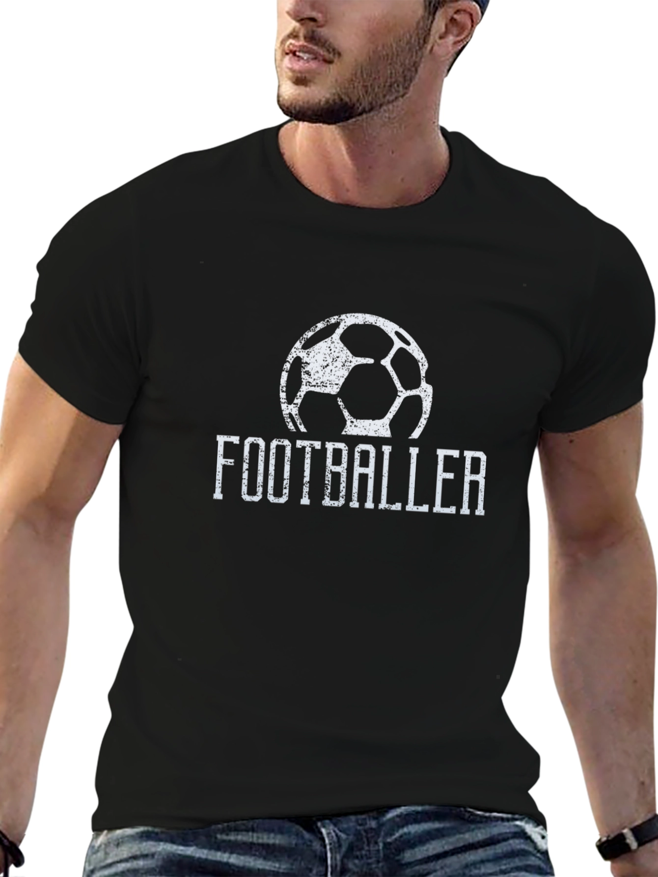 Footballer Graphic T-Shirt - Black Cotton Tee