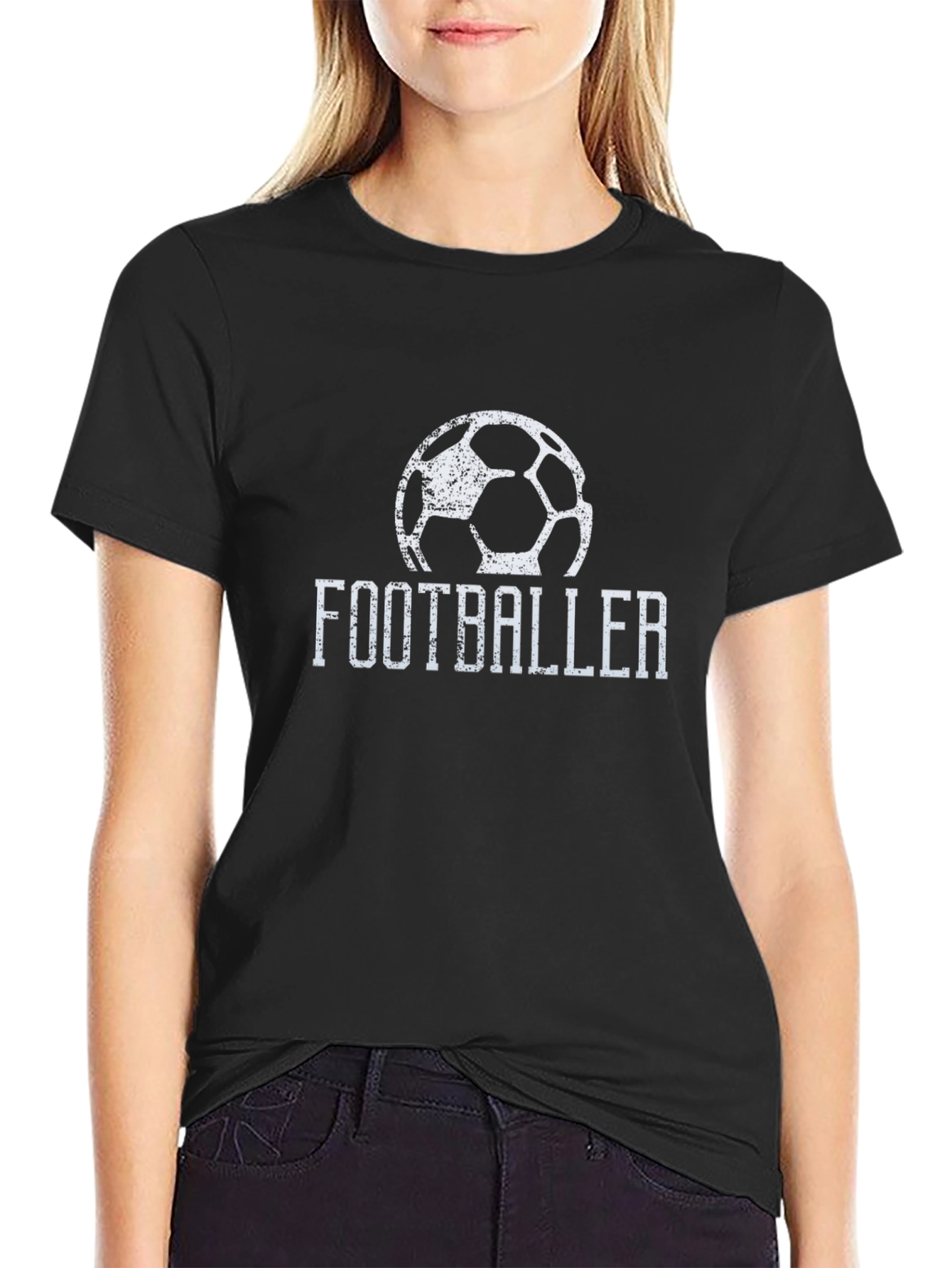 Footballer Graphic T-Shirt - Black Cotton Tee