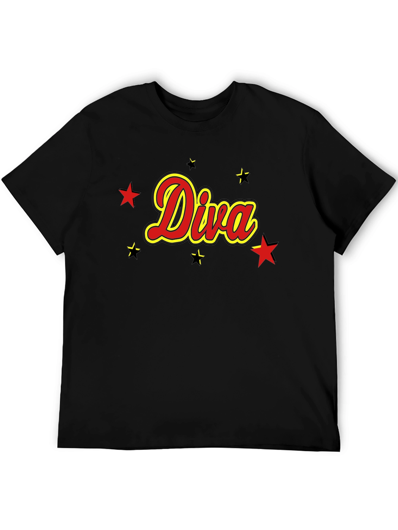 Diva T-Shirt - Red and Yellow Star Design