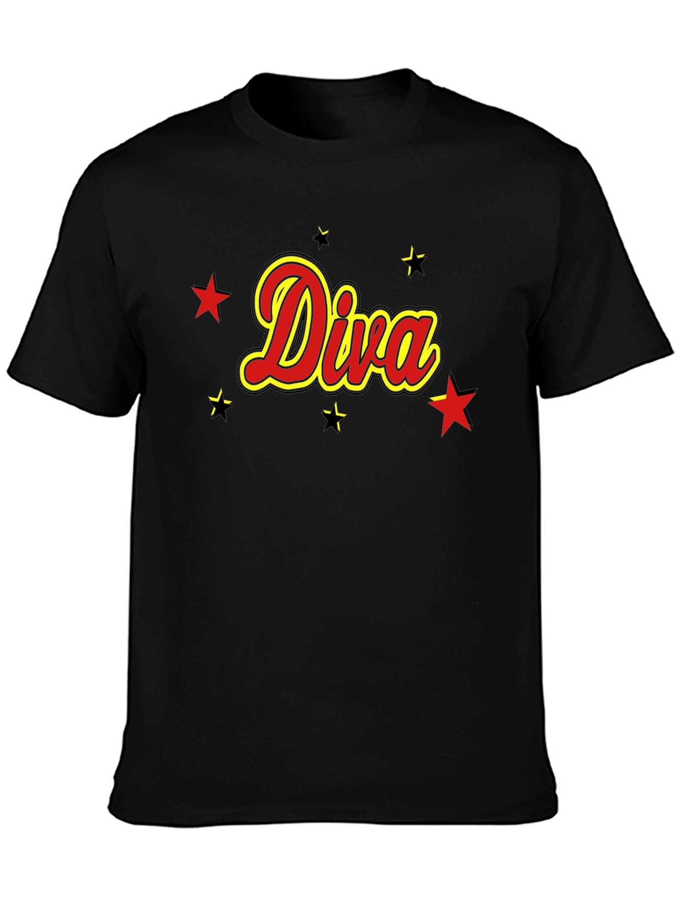 Diva T-Shirt - Red and Yellow Star Design
