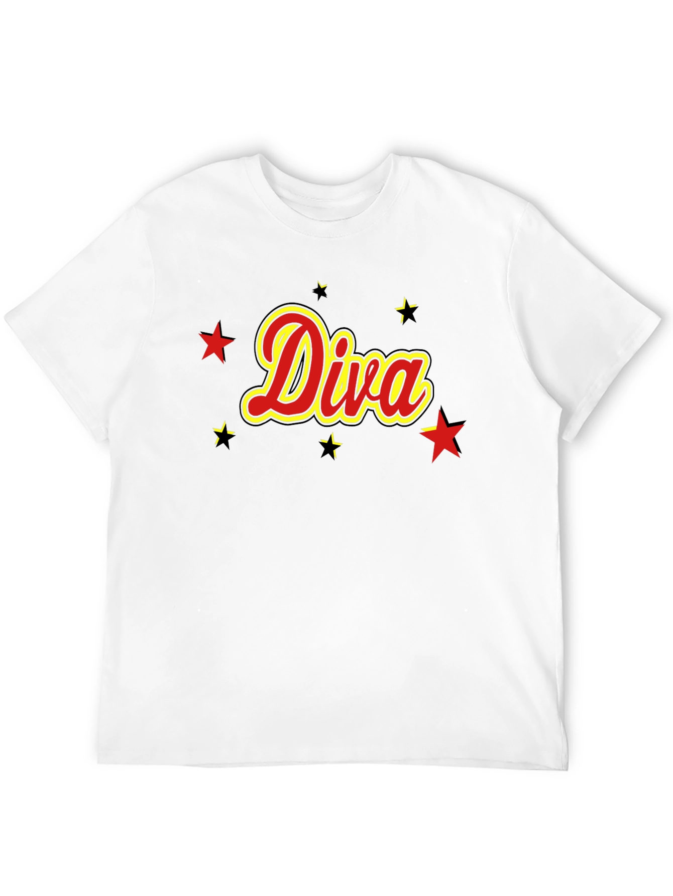 Diva T-Shirt - Red and Yellow Star Design