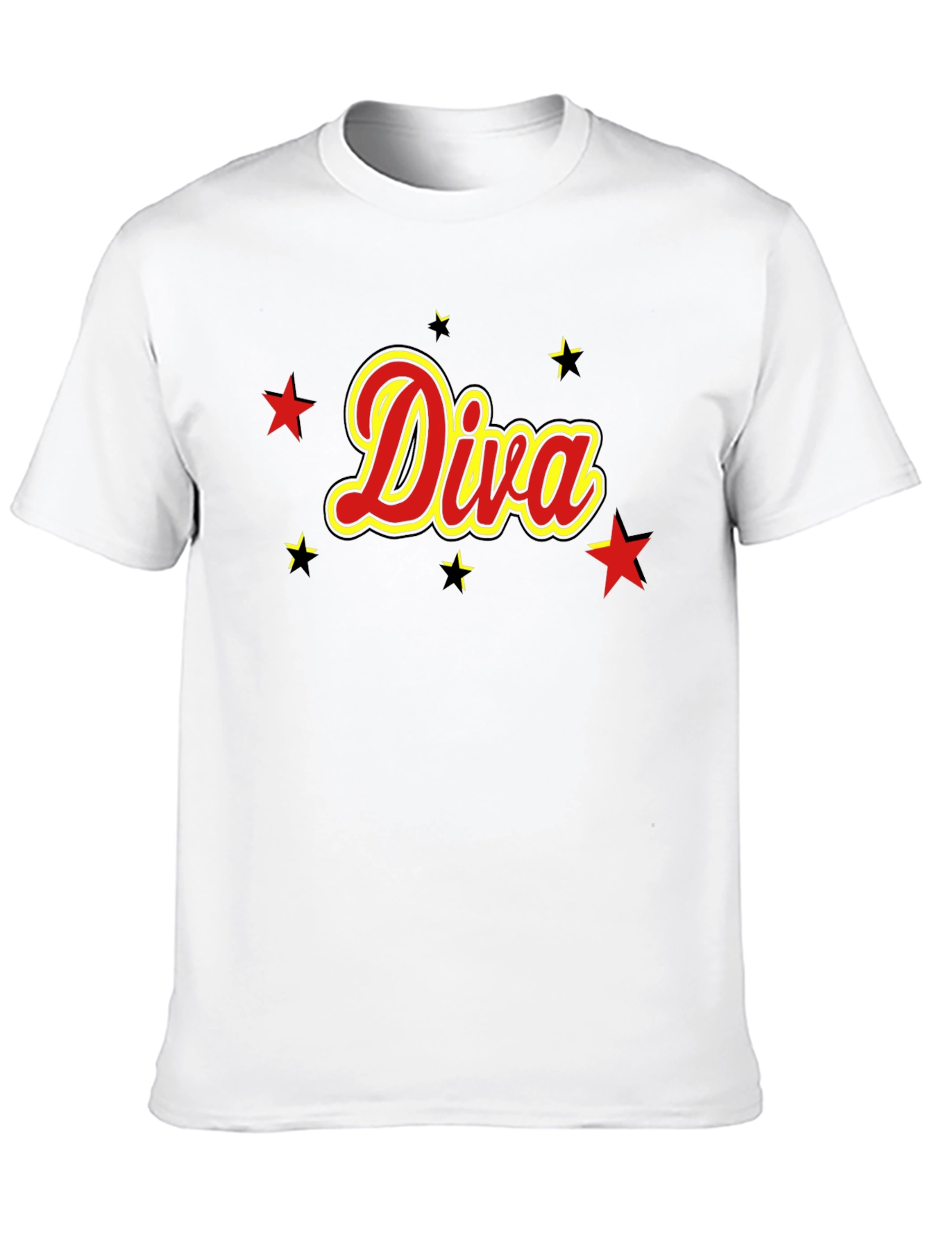 Diva T-Shirt - Red and Yellow Star Design