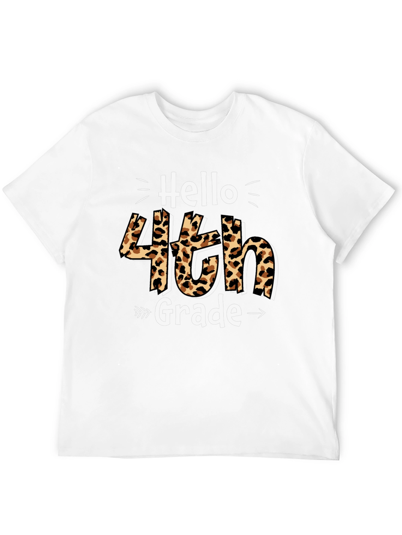Hello 4th Grade Leopard Print T-Shirt