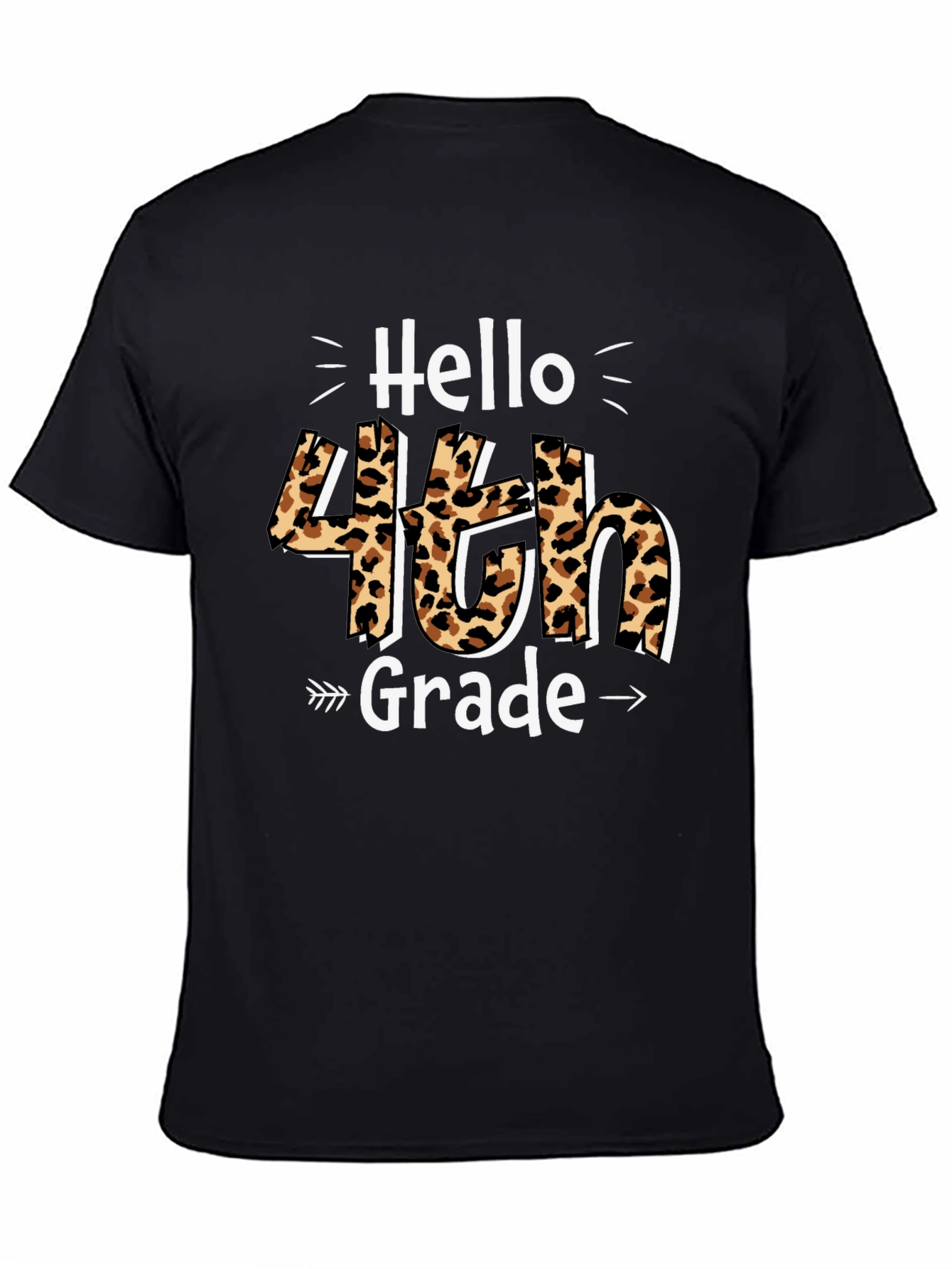 Hello 4th Grade Leopard Print T-Shirt