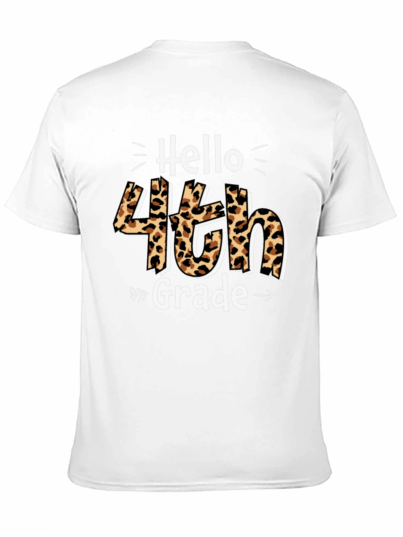 Hello 4th Grade Leopard Print T-Shirt