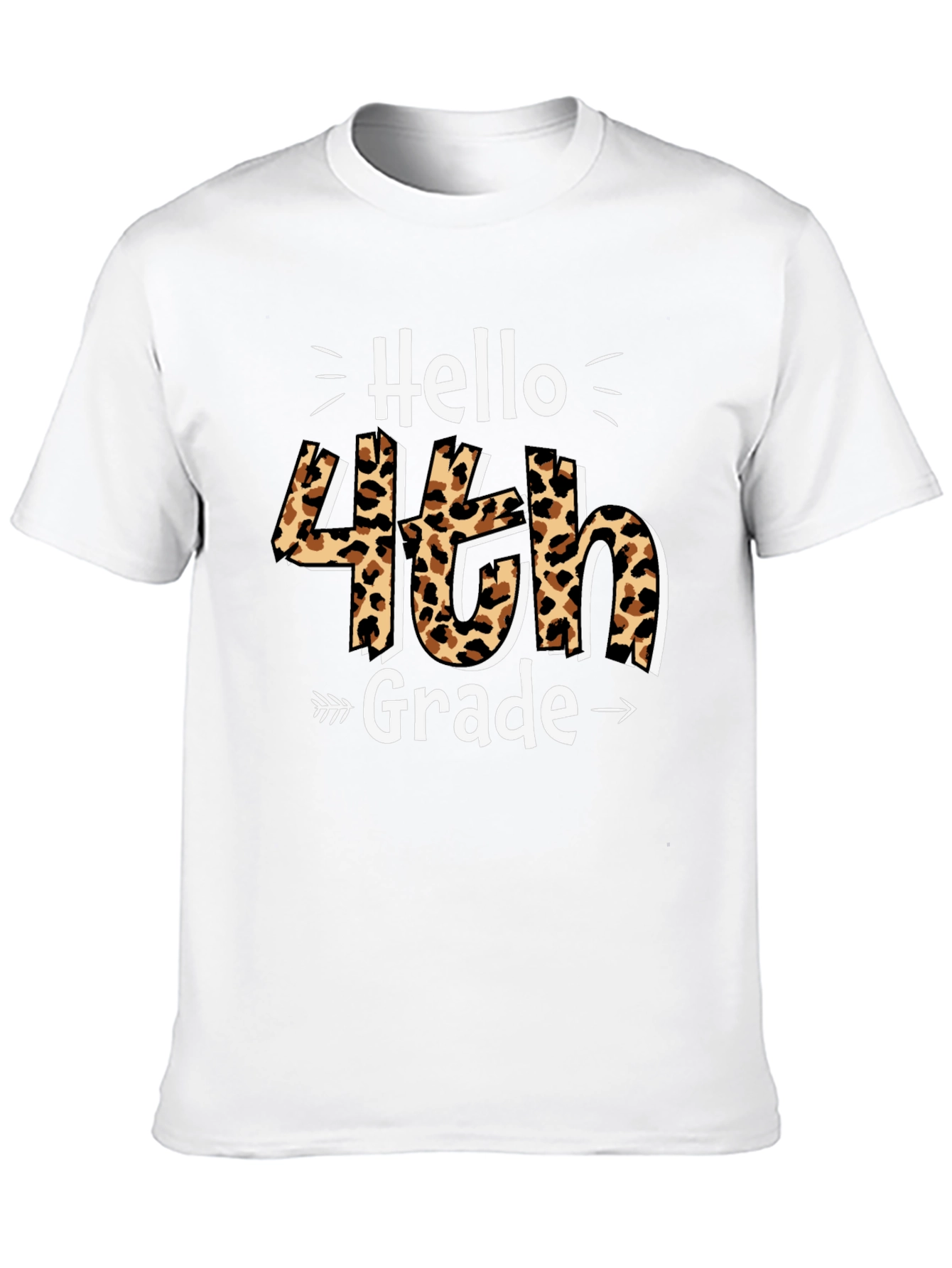 Hello 4th Grade Leopard Print T-Shirt