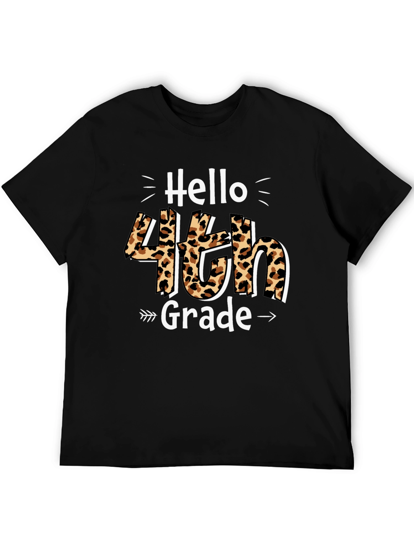 Hello 4th Grade Leopard Print T-Shirt