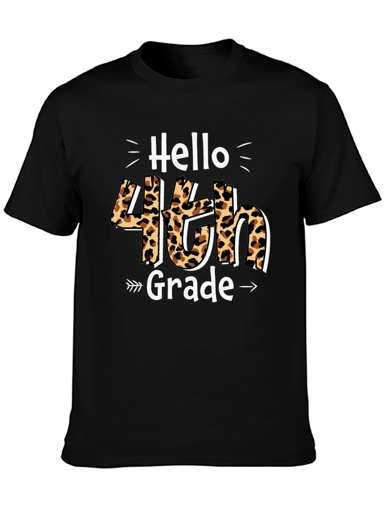 Hello 4th Grade Leopard Print T-Shirt