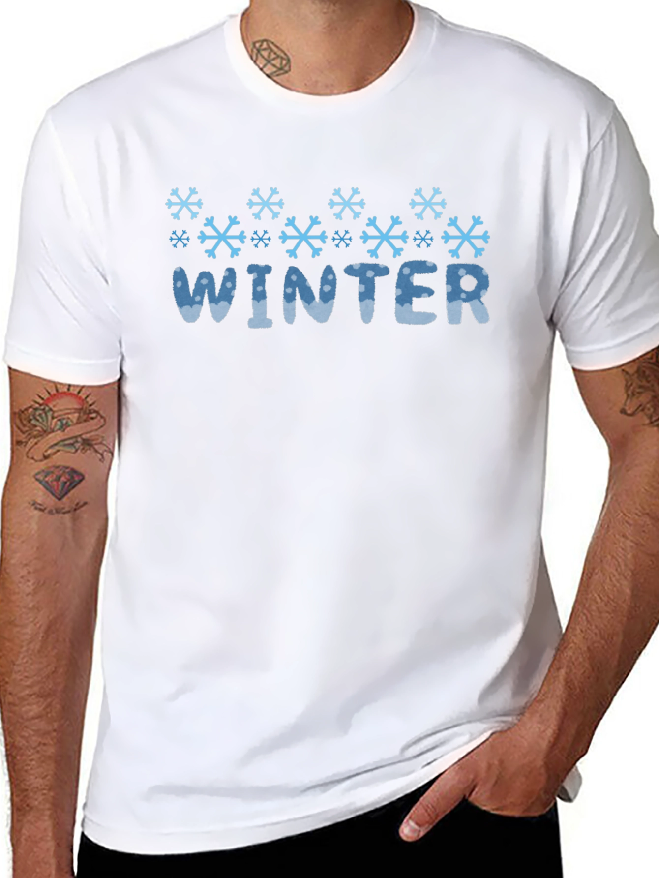 Winter Snowflake Graphic Black T-Shirt