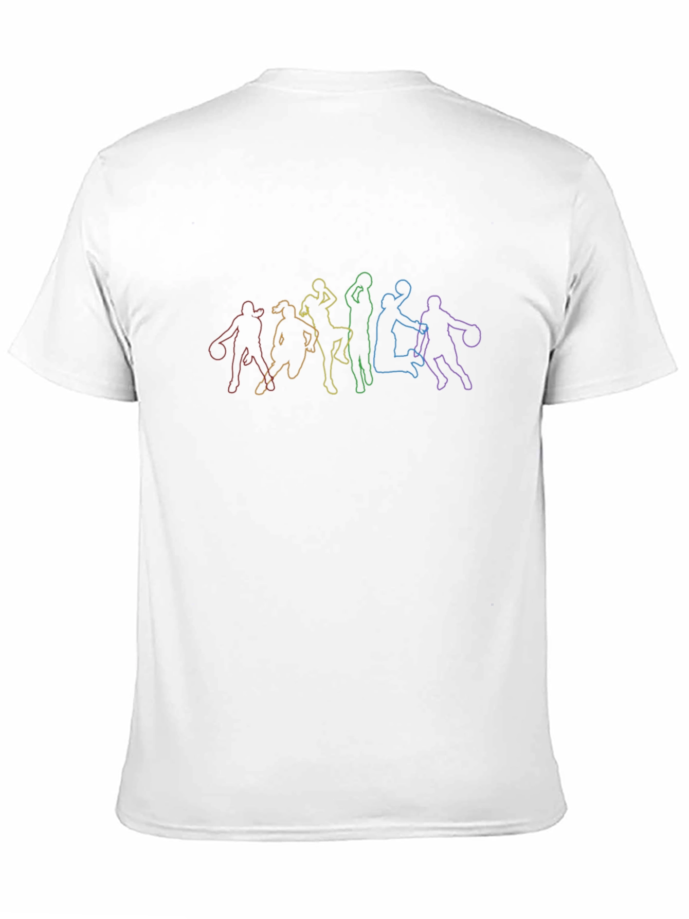 Rainbow Basketball Player Outline Black T-Shirt
