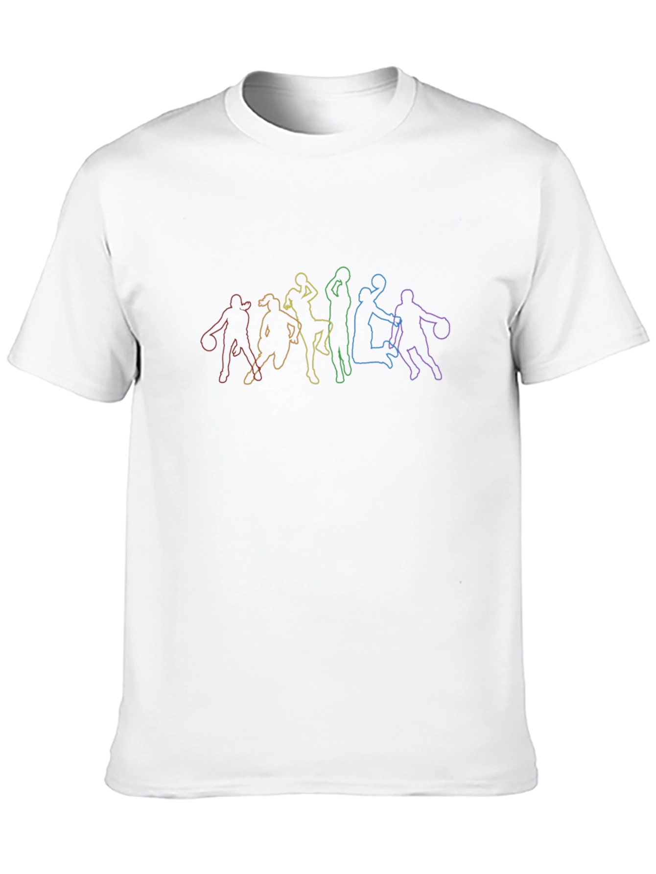 Rainbow Basketball Player Outline Black T-Shirt