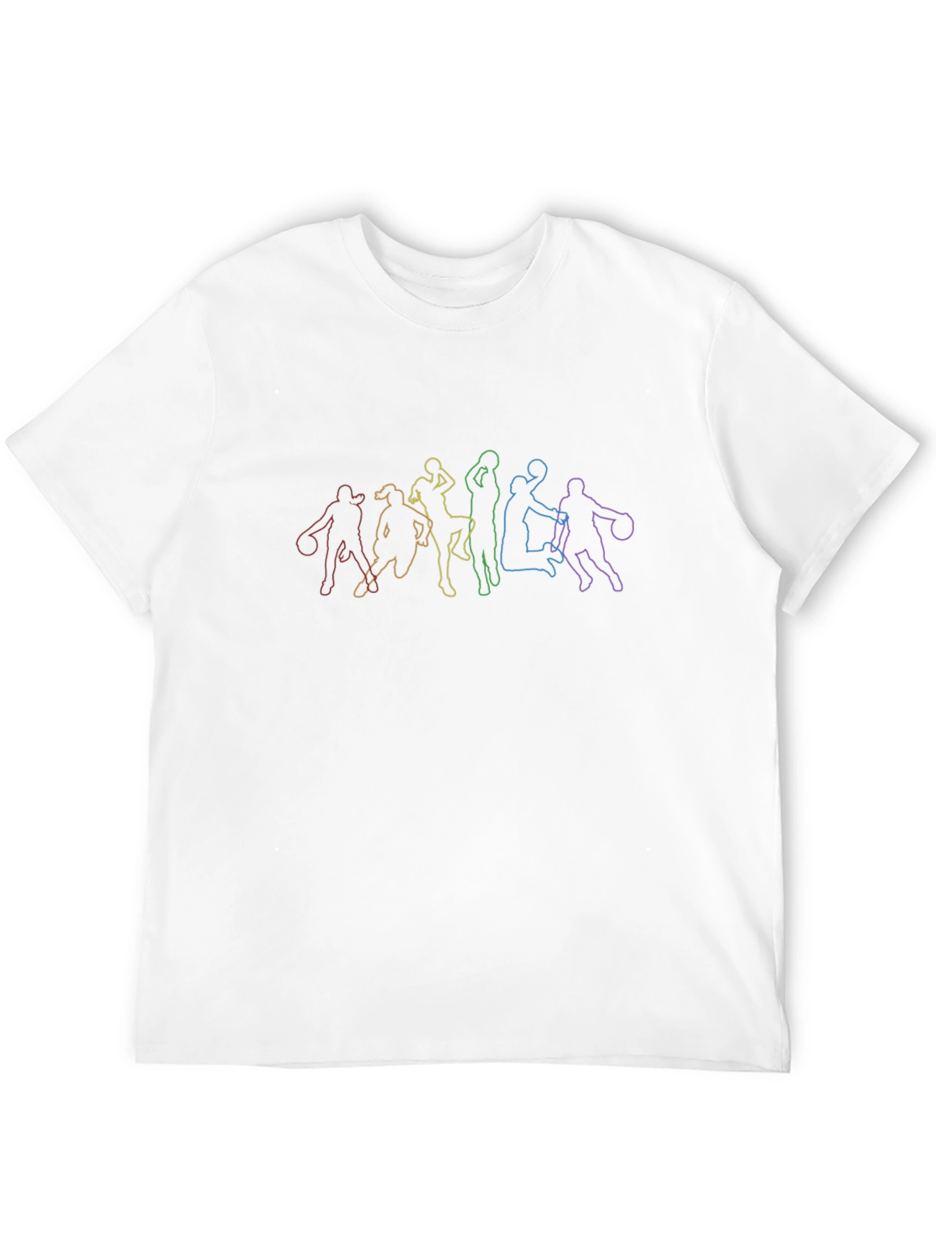 Rainbow Basketball Player Outline Black T-Shirt