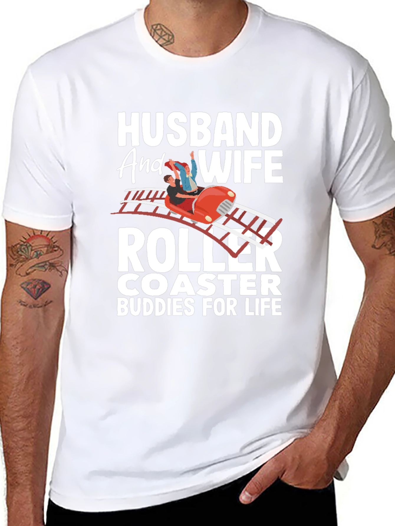 Husband and Wife Roller Coaster Buddies T-Shirt