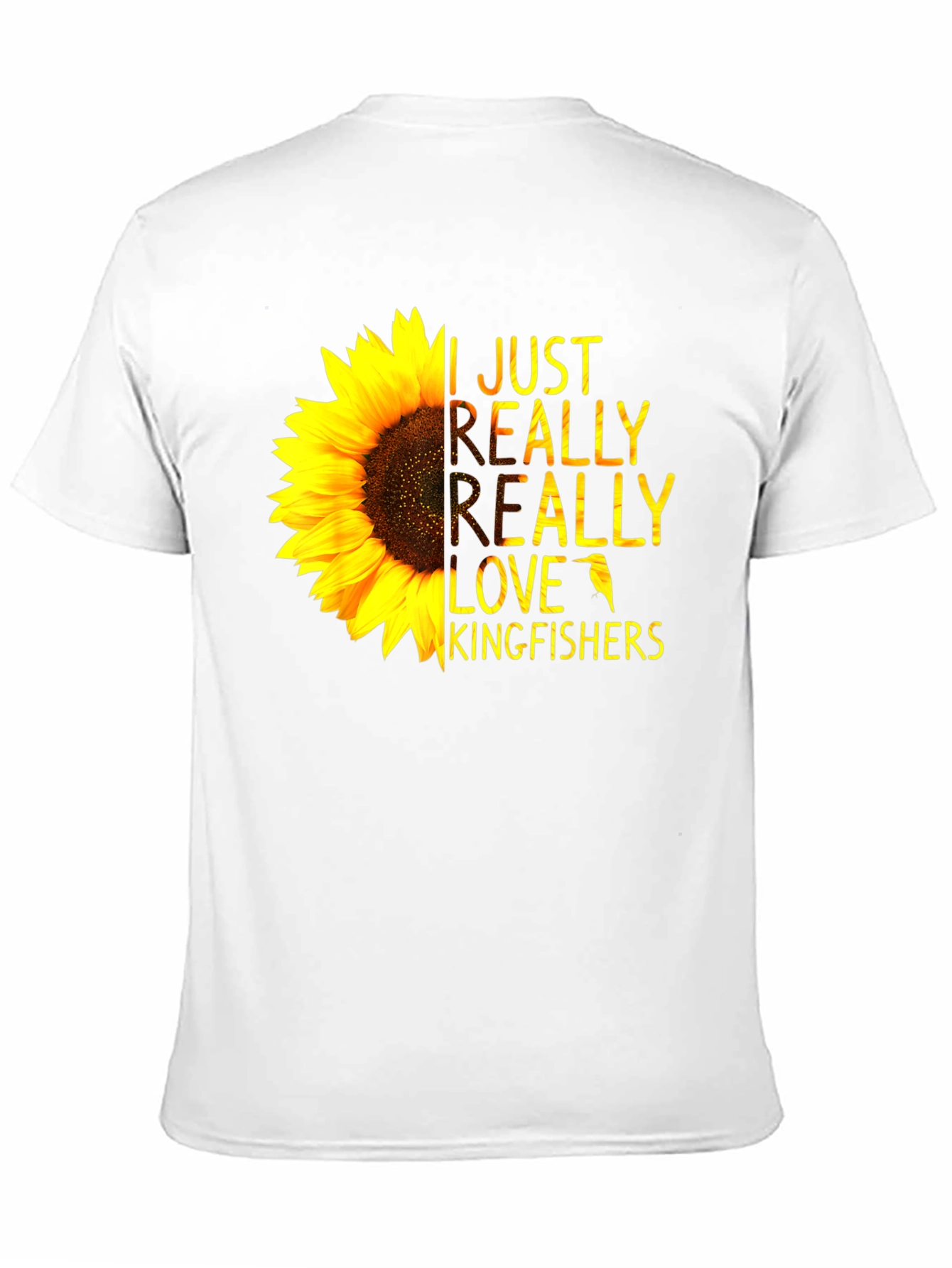 Sunflower Kingfisher T-Shirt - Floral Bird Lover Tee