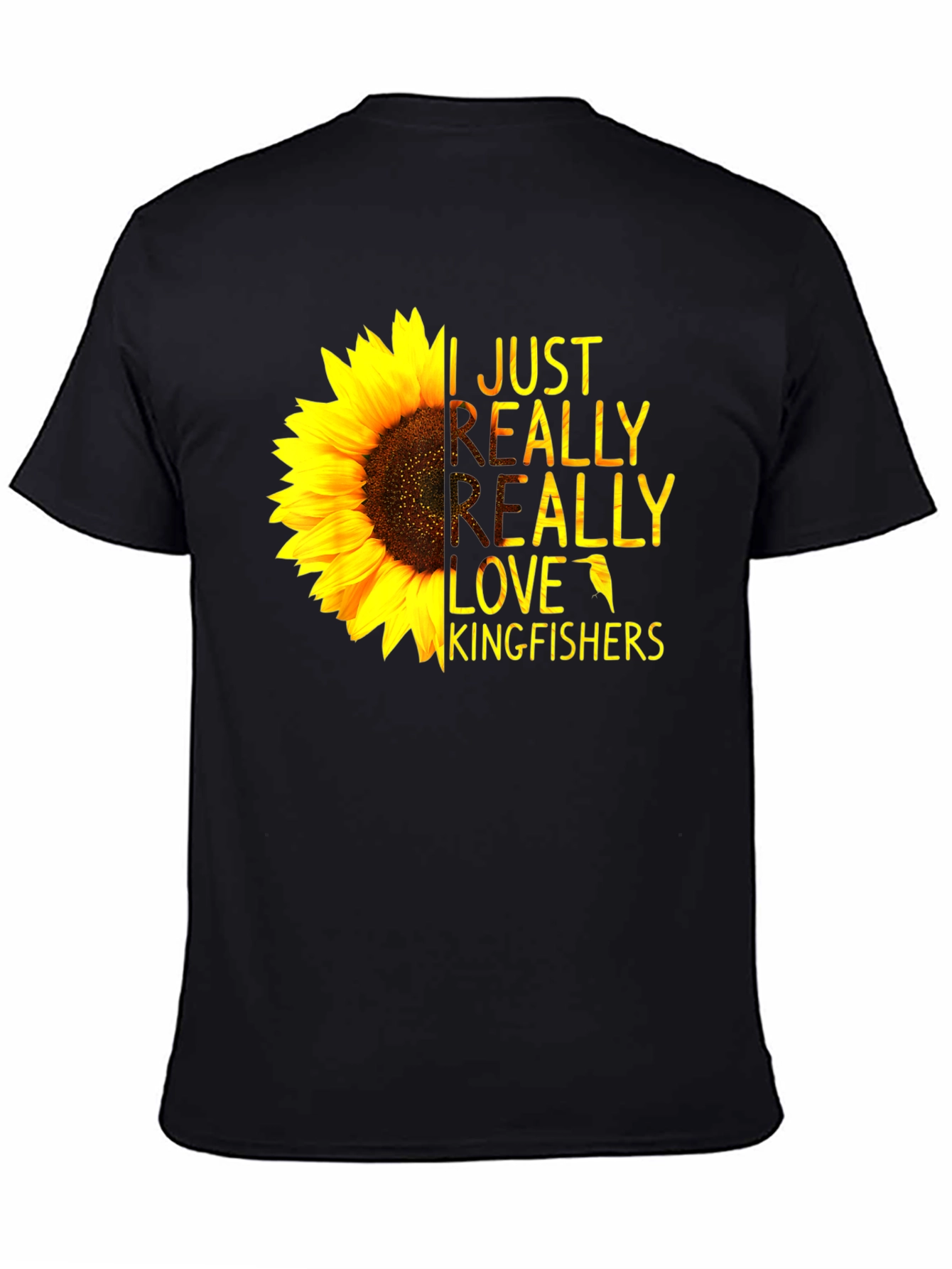 Sunflower Kingfisher T-Shirt - Floral Bird Lover Tee