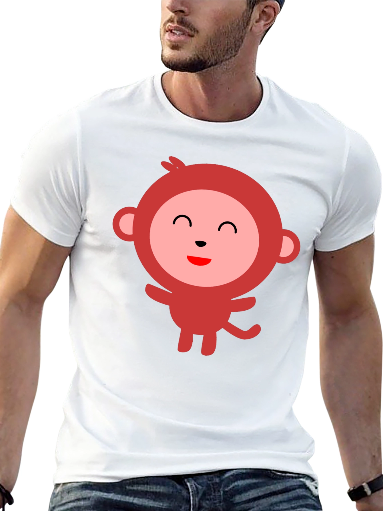 Cute Monkey Graphic Black T-Shirt