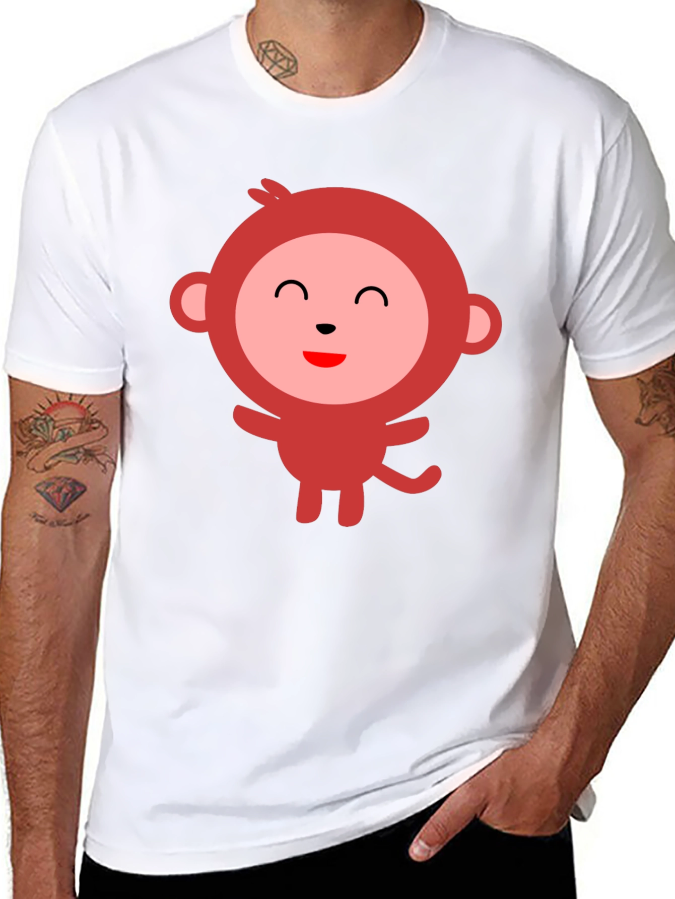 Cute Monkey Graphic Black T-Shirt