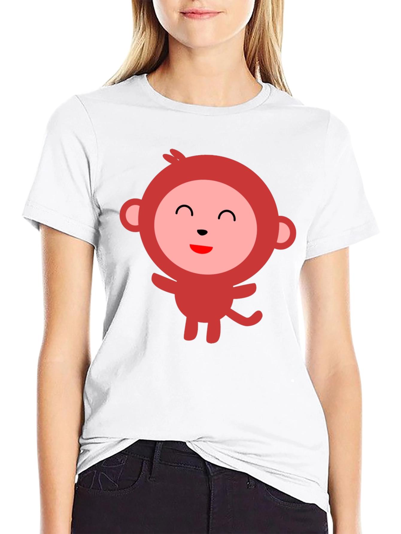 Cute Monkey Graphic Black T-Shirt