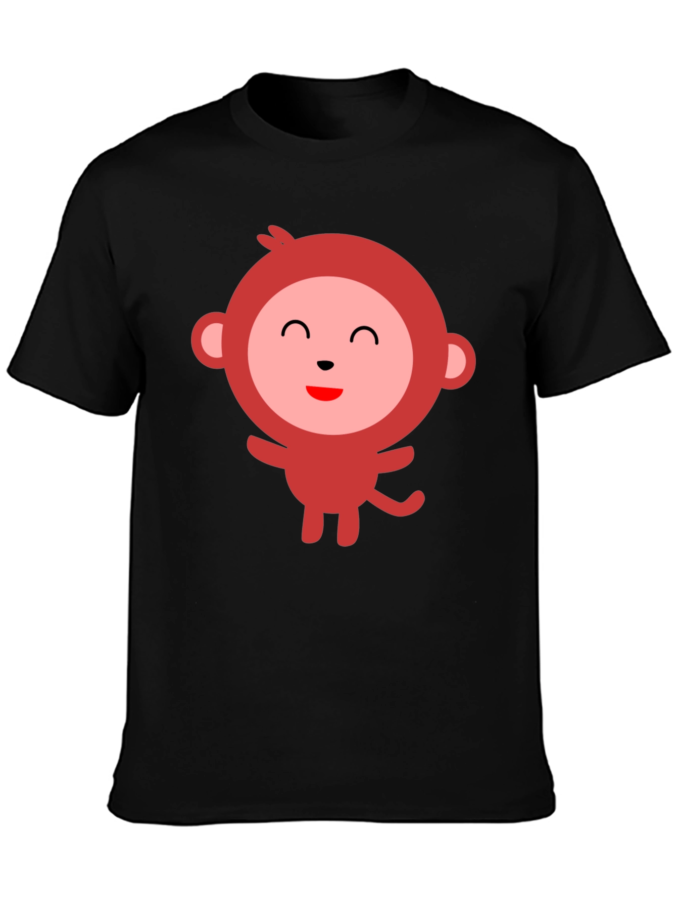Cute Monkey Graphic Black T-Shirt