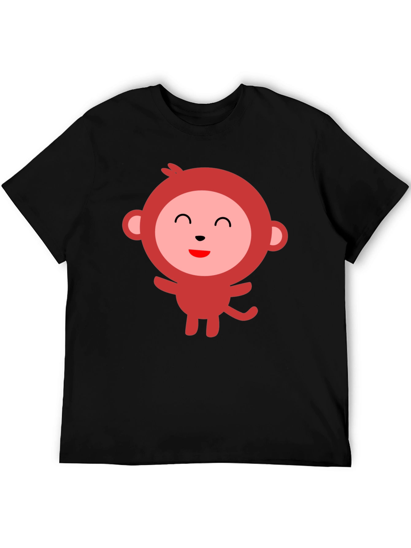 Cute Monkey Graphic Black T-Shirt