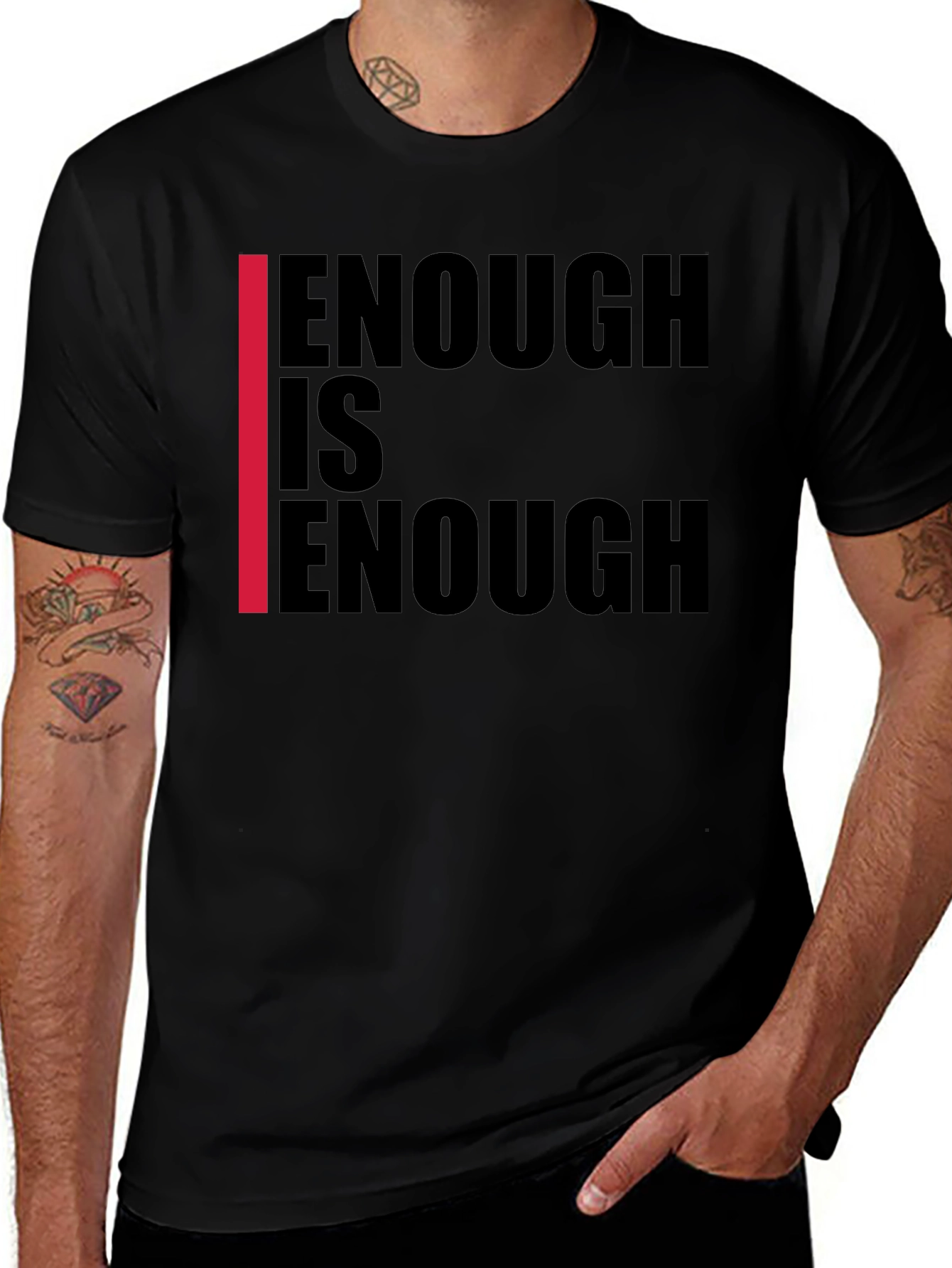 Enough is Enough Graphic Tee - Black Cotton T-Shirt