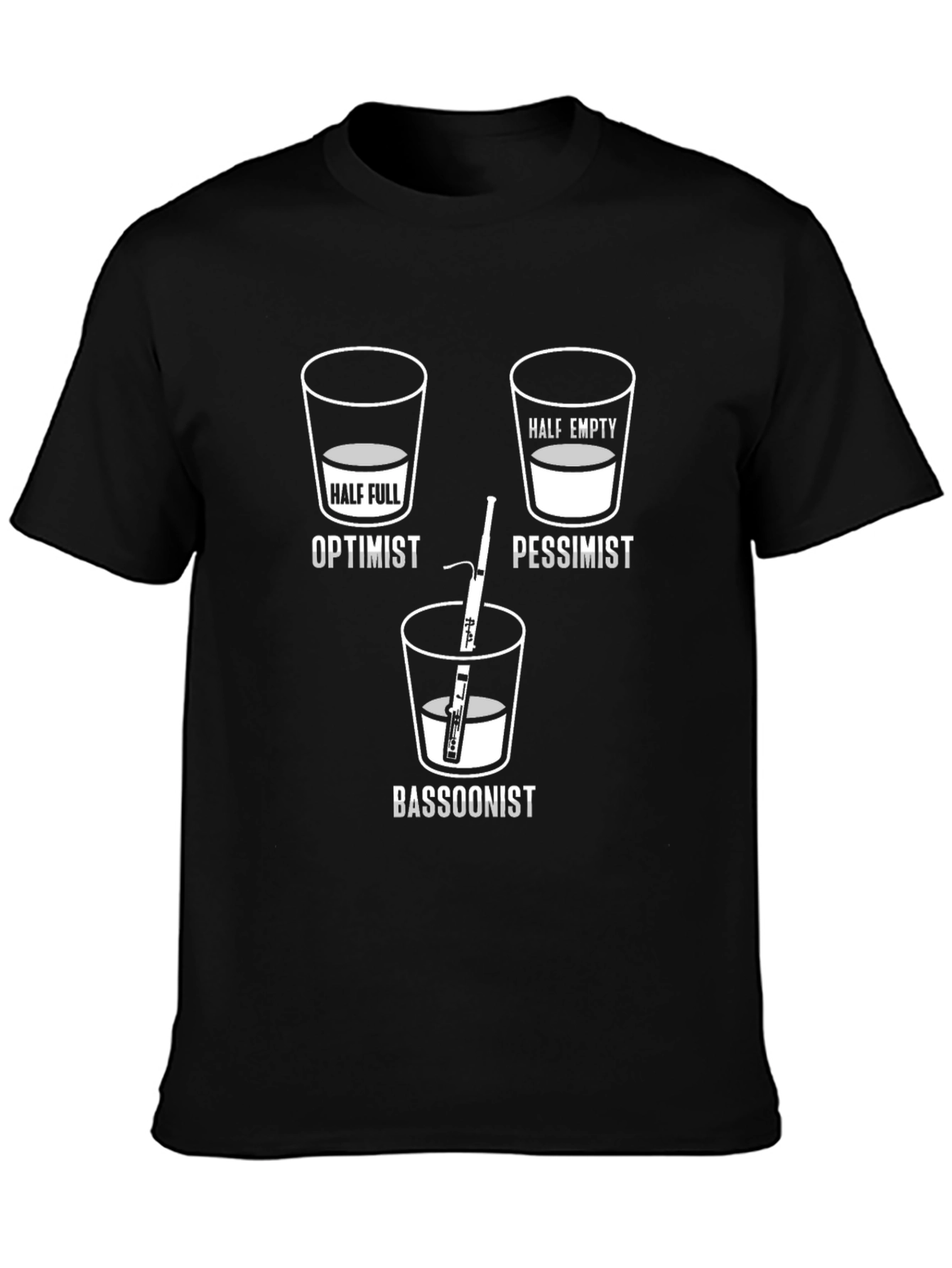 Optimist Pessimist Bassoonist T-Shirt - Funny Music Tee
