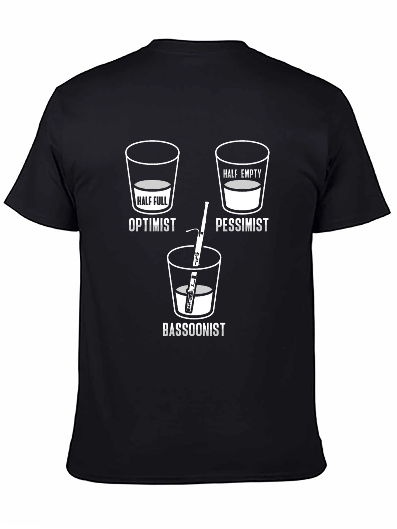 Optimist Pessimist Bassoonist T-Shirt - Funny Music Tee