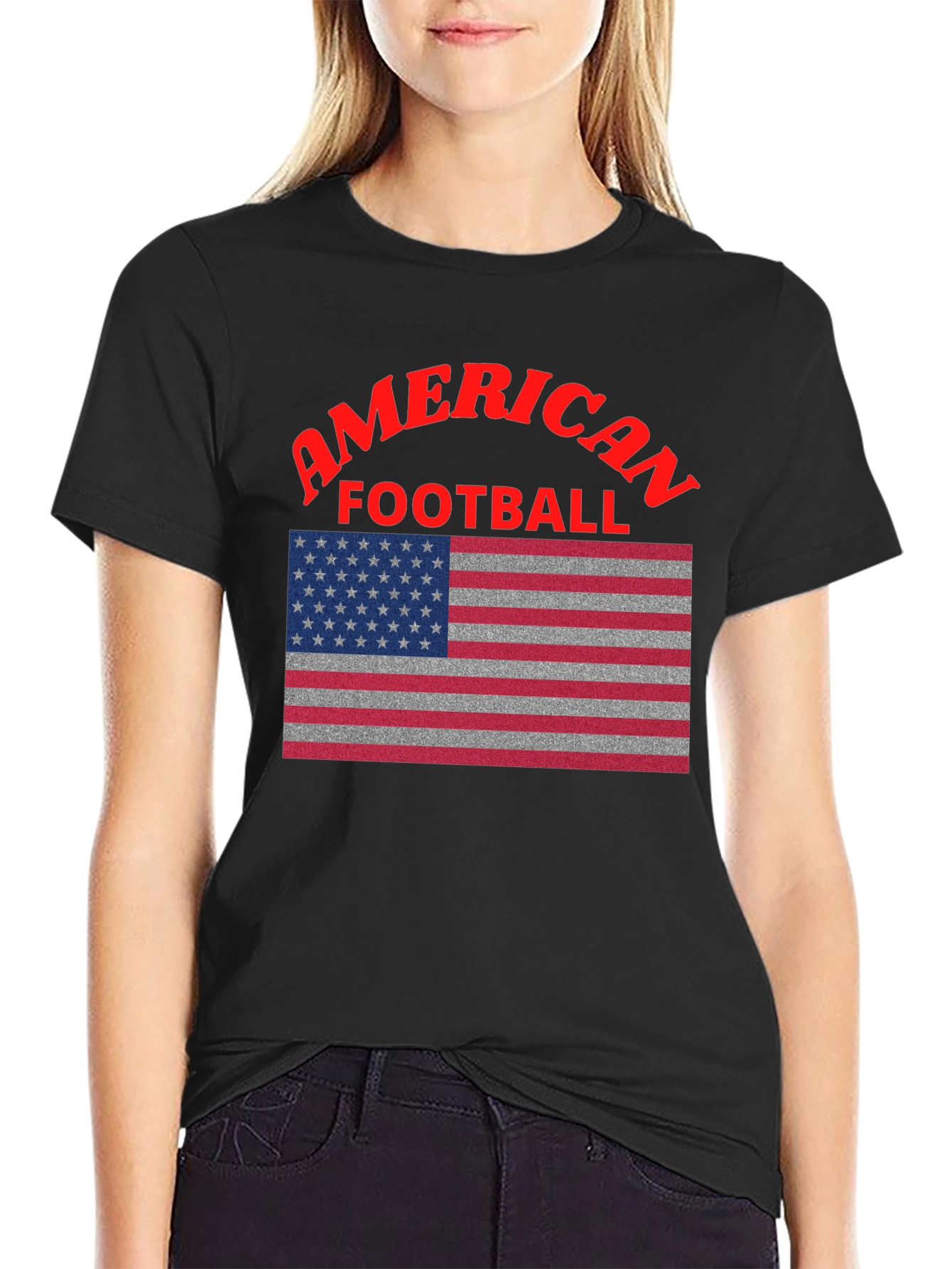 American Football USA Flag Graphic T-Shirt