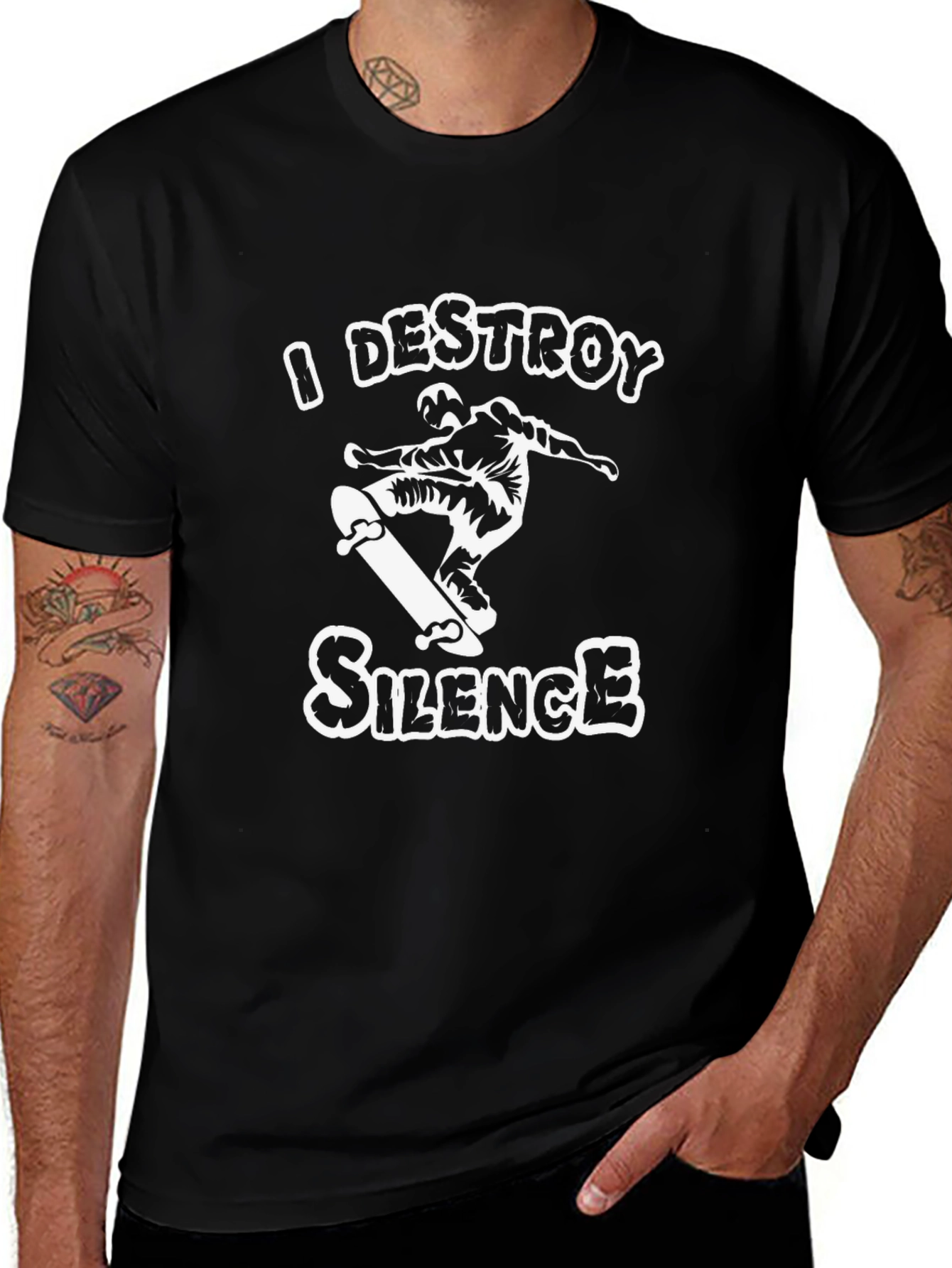 I Destroy Silence Skateboarder Graphic Tee